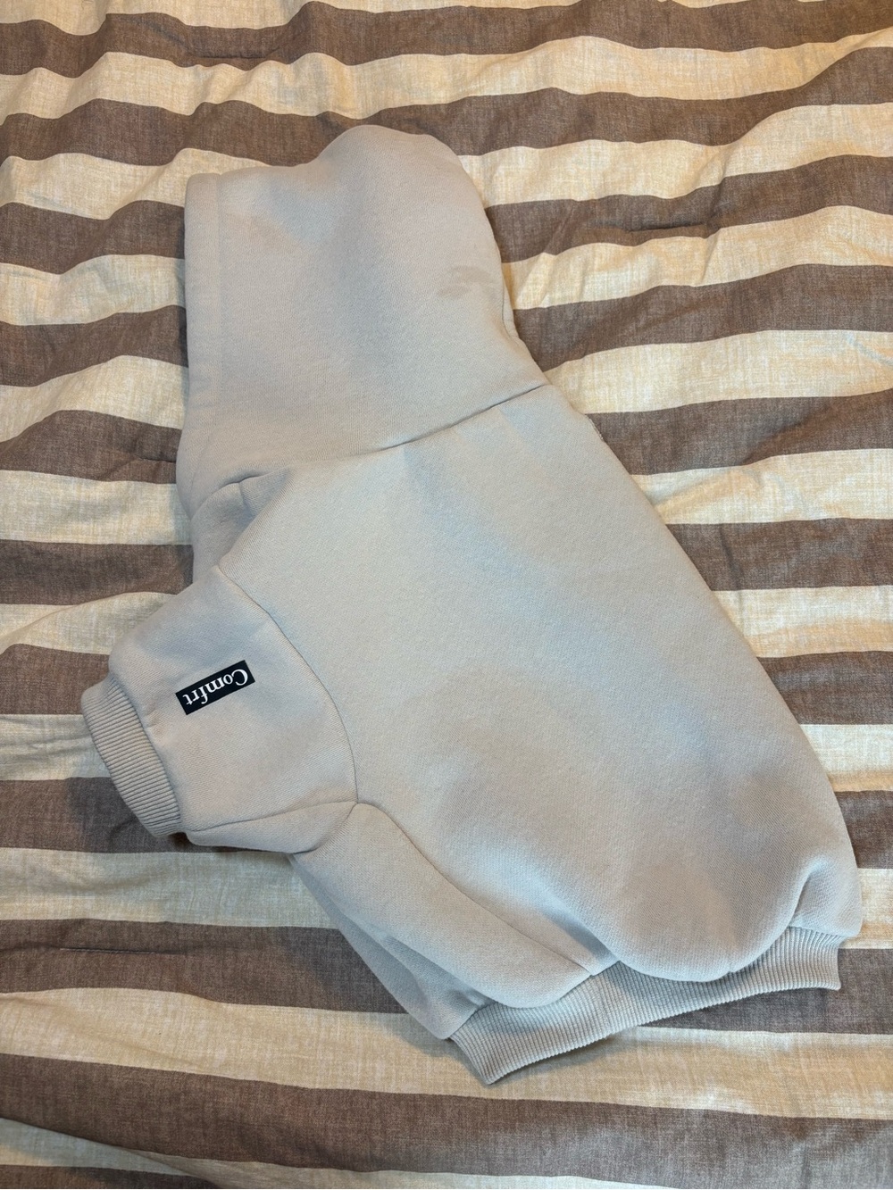 Comfort Plush Light Gray Dog Sweatshirt with Collar Tag